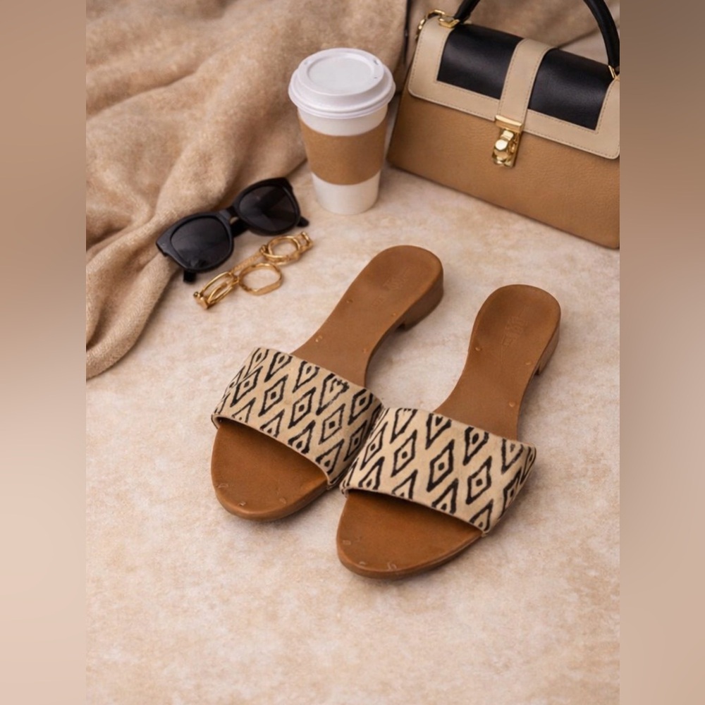 Madewell Thea Ikat Calf Hair Sandals Size 10 Brown Black